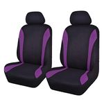 Flying Banner Car Seat Covers Front Cover 6 PCS | Air Bag Compatible | Mesh Stitched Polyester Black with Purple