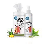 Captain Zack Combo | Wipe Right Anti-Bacterial Wet Wipes for Dogs & Cats, 80 Wipes Made with Natural Actives + Tick’et to Fleadom Waterless Dog Shampoo 250 ml That Repels Ticks, Fleas, Larvae & Lice
