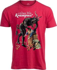 Ann Arbor T-shirt Co. Gruss Vom Krampus! | (Greetings from) Germanic Christmas Demon Unisex T-Shirt-(Red,L)