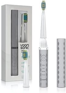 Voom Sonic Pro 3 Rechargeable Electric Toothbrush With Soft Dupont Nylon Bristles Dentist Recommended Portable Oral Care 2-Minute Timer 3 Adjustable Speeds Light Weight Design - Silver