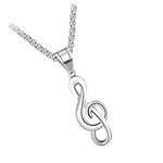 CHILDWEET Male Neck Chain 1pc Music Symbol Necklace Titanium Steel Hip Hop Man Note Chain Choker