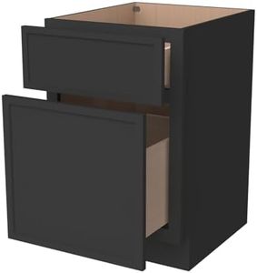 CozyHommie RTA Solid Wood File Cabinet with 2 Drawers, Desk Under-Table Wooden File Cabinet, Suitable for Bedside or Freestanding File Storage Cabinet (Charcoal Black, 18" W × 21" D × 29.5" H)