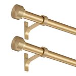 2 Pack Heavy Duty 1 Inch Diameter Single Curtain Rods 36-72” Adjustable Window Curtain Rod with with Cylindrical Cap Finials, Wall Mount and Ceiling Mount, Matte Nickel