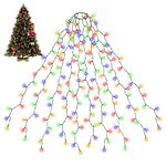 SALCAR Easy to Assemble Christmas Tree Lights, 3m x 10 Strands Christmas Fairy String Lights with 350 LEDs Mains Powered, 8 Modes Memory Timer Function Christmas Lights for 7ft -12ft Tree - Multicolor