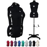 Black 13 Dials Female Fabric Adjustable Mannequin Dress Form for Sewing, Mannequin Body Torso with Tri-Pod Stand, Up to 70" Shoulder Height (Medium)