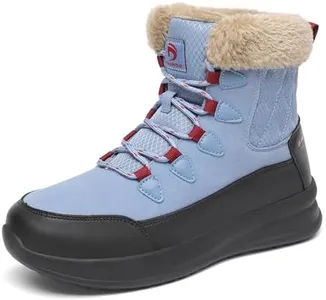 Dannto Womens Winter Snow Boots Warm Fur Lined Ankle Shoes Water Resistant Booties Non Slip Sole Blue 7