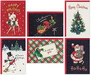 Hallmark Vintage Christmas Card Assortment (36 Cards and Envelopes) Retro Santa, Toy Trains, Snowmen, Trees