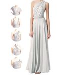 Women's Silver Grey Multiway Bridesmaid Dresses,Convertible Infinity Dress for Women,Plus Size Maxi Long,Twist Wrap Dress, Maternity,Prom,Evening Gown