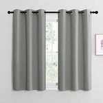 NICETOWN Thermal Insulated Grommet Blackout Curtains, Kids Window Drape Panel for Nursery, Privacy Short Curtains (Silver Grey, 2 Panels, W42 x L50 -Inch)