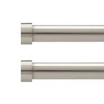 OLV 2 Pack Nickel Rods for Window 72-144 inch, Adjustable Single Window Curtain Rods with End Cap Design Finials,Drapery Rods of Window Treatment,1 inch Diameter,Stain Nickel