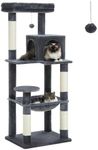 PETEPELA 56.3'' Tall Cat Tree for Indoor Cats, Multi-Level Cat Tower with Super Large Hammock (20''X16''), Sisal Covered Scratching Posts, Cozy Condo and Top Perch, Dark Grey