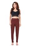 FLY FREE Plus Size High Waist Elastic Stretchable Churidar Leggings for Women Size M to 10XL Brown/Coffee