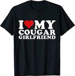 EYDE I Love My Cougar Girlfriend I Heart My Cougar Girlfriend GF T-Shirt (Black,M)