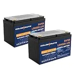 GOLDENMATE 12V 100Ah LiFePO4 Lithium Battery (2-Pack), Up to 15000+ Deep Cycle Rechargeable Batteries, Built-in 100A BMS, Perfect for RV, Solar, Power Wheels, Fish Finder, and Off Grid Applications