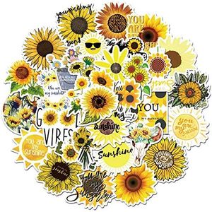 Sunflower Stickers 50 Pcs Cute, Waterproof, Trendy Sun Flower Stickers for Teens, Girls, Perfect for Laptop, Phone, Skateboard, Phone case, Car