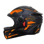 Steelbird SBH-17 Terminator ISI Certified Full Face Graphic Helmet in Matt Finish(Medium 580 MM, Black Fluo Dark Orange with Clear Visor)