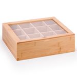 Woodluv Tea Box, Tea Bag Organiser, Tea Box for Tea Bags, Tea Bag Holder, Tea Caddy, 12 Compartment Tea Tidy