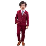 LOLANTA Boys Suit 2PCs Navy Red Black White Tuxedo Jacket Suit Formal Wedding Outfits (red 6-7 Years)