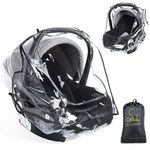 Car Seat Rain Cover Universal, Food Grade EVA, Waterproof Weather Shield for Infant Car Seat with Storage Bag, Baby Car Seat Stroller Rain Cover Features Side Ventilation, Quick-Access Roll-Up Door