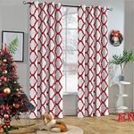 Melodieux Moroccan Fashion Thermal Insulated Grommet Room Darkening Curtains for Living Room, 52 by 84 Inch, Off White/Red (1 Panel)