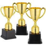 3 Pack 7 Inch Gold Plastic Trophies for Kids - Award Trophy Cup Set for Sports Tournaments, Competitions