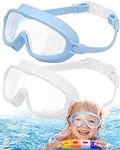 Kids Swim Goggles 2 Pack, Wide View Swimming Goggles for Child 3-15, Anti Fog&UV No Leaking Goggles for Boys Girls