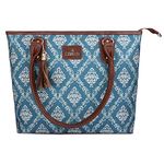 The Clownfish Percy Printed Handicraft Fabric Handbag for Women Office Bag Ladies Shoulder Bag Tote for Women College Going Girls (Blue)