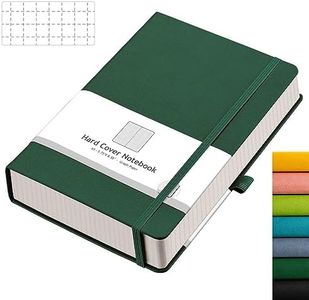 AHGXG Graph Paper Notebook - 320 Pages Grid Notebook Thick Journal A5, 100gsm Thick Graph Paper, Leather Hardcover, Inner Pocket,5.75'' × 8.38''- Green, A5-Graph (AHGXG-HGP-4)
