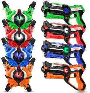 Stlloys Laser Tag, Laser Tag Guns Set of 4 with Vests, Infrared Lazer Tag Game, Laser Tag Set 4 Player for Kids Adults, Toys for Kids Ages 6 7 8 9 10 11 12+ Year Old Boy Christmas Birthday Gift