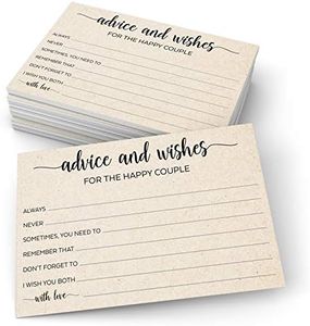 321Done Advice and Wishes for The Happy Couple Cards (50 Cards) 4" x 6" for Wedding with Prompts Simple Elegant - Made in USA, Tan Kraft Color