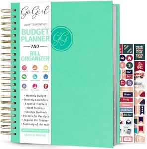 GoGirl Budget Planner & Monthly Bill Organizer – Monthly Financial Book with Pockets. Expense Tracker Notebook Journal to Control Your Money, A4-Sized Spiral-Bound Hardcover, Lasts 1 Year – Mint Green