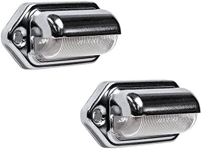 TRUE MODS 2pc Chrome Boat Trailer LED License Plate Lights [DOT FMVSS 108] [SAE L] [Surface Mount] [Waterproof] [12V DC] Universal Courtesy Step Tag Lamp for Auto Work Utility Flat Bed Semi Truck RV