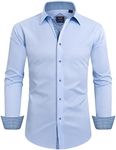 Alimens & Gentle Men's Dress Shirts Long Sleeve Wrinkle-Resistant Regular Fit Casual Shirt， Color: Flex-Blue&Blue Rhombus, Size: XX-Large