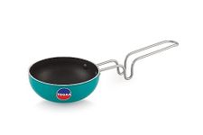 TOSAA Non Stick Tadka Pan, 11cm, | Vaghar Pan | Chounk Pan | Baghar Pan for Frying Dal/Spices | Flame Safe | Gas Stove Safe | Stainless Steel Wired Handle | Scratch Resistant, Amber