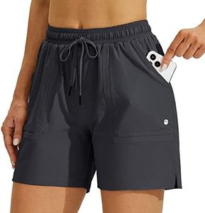 Willit Women's 5" Hiking Shorts Golf Athletic Outdoor Shorts Quick Dry Workout Summer Water Shorts with Pockets Deep Gray XL