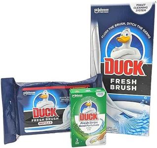 Toilet Cleaner Duck Bundle With Duck Toilet Fresh Brush Starter Kit 1 Handle & 4 Refills, Duck Fresh Brush Refills 12pads And Duck Toilet Pine Fresh 3 Strips - Bathroom Cleaner Disposable Toilet Brush