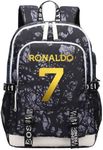 Soccer Player 7 Multifunction Sport Backpack Travel Laptop Football Fans Bag for Men Women (Black lines - 1)