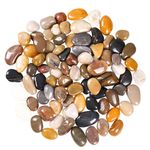 3.97lb Decorative Stones - 0.59-0.32In Natural Mixed Color Polished Pebbles for Plant Smooth Gravel River Rocks Assorted Garden Pebbles Stones for Landscaping,Vase Fillers,Succulents,Garden Decoration