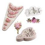 3Pcs Rose Wreath Flower Bouquet Leaves Fondant Molds for Wedding Cake Decorating Cupcake Topper Candy Chocolate Gum Paste Polymer Clay