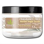 HEMPZ Sugar Body Scrub - Fragrance Free - All Natural Exfoliating Shea Butter, Sugar, and Salt - For Women, Men, and Teens - 7.3 fl oz