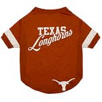 NCAA Texas Longhorns T-Shirt for Dogs & Cats, Medium. Football/Basketball Dog Shirt for College NCAA Team Fans. New & Updated Fashionable Stripe Design, Durable & Cute Sports PET TEE Shirt Outfit