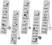 Zonon 5 Pieces Teacher Appreciation Gifts for Christmas Metal Thank You Teacher Bookmarks with Pendants Christmas Xmas End of Year Valentines Presents