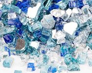 GASPRO 20 Pound Mix Fire Glass, 1/2 Inch Reflective Blended Blue Fire Pit Glass Rocks for Gas Fire Pit and Fireplace