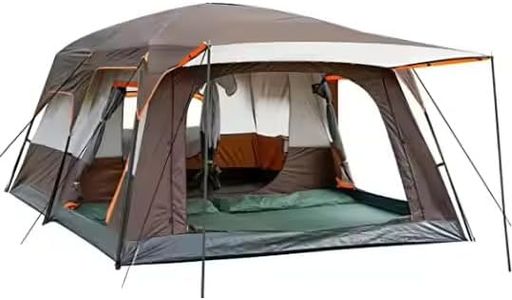 KriShyam® 5-9 Person Camping Tent for Adults Waterproof Largest Camping Family Tents Easy Setup Beach Outdoor Dome Camping Tent for Outdoor,Picnic,Camping,Family Gathering (Beige, M-320*210*185cm)