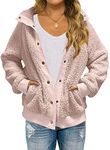 TECREW Womens Winter Sherpa Fleece Button Jacket Coat Loose Long Sleeve Outwear