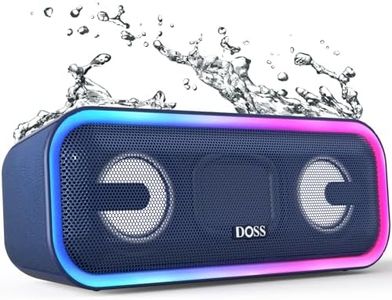 DOSS SoundBox Pro+ Wireless Bluetooth Speaker with 24W Impressive Sound, Booming Bass, Wireless Stereo Pairing, Mixed Colors Lights, IPX5 Waterproof, 15 Hrs Battery Life, 66 ft Bluetooth Range - Blue