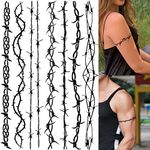 LAROI 7 Sheets Barb Wire Temporary Tattoos For Women Men Kids Adults, Halloween Barbed Wire Tattoo Sticker, Prison Inmate Prisoner Barbwire Tattoos, Fake Arm Tattoo Halloween Makeup Kit Costume Decals