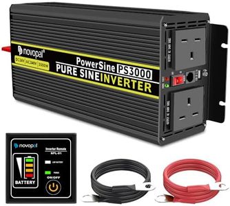 NOVOPAL Power Inverter Pure Sine Wave-3000 Watt 24V DC to 230V/240V AC Converter-2AC Outlets Car Inverter with One USB Port-5 Meter Remote Control And Two Cooling Fans-Peak Power 6000 Watt