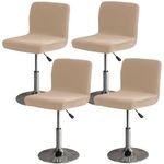 Gollense Velvet Stretch Bar Stool Covers with Backs, 4 Pack Pub Counter Stool Chair Covers, Washable Square Swivel Barstool Seat Slipcover with Elastic Bottom for Low Short Back Chair (4, Camel)