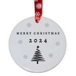 Second Ave Merry Christmas Year Tree White Ceramic Hanging Circle Christmas Xmas Tree Decoration Bauble